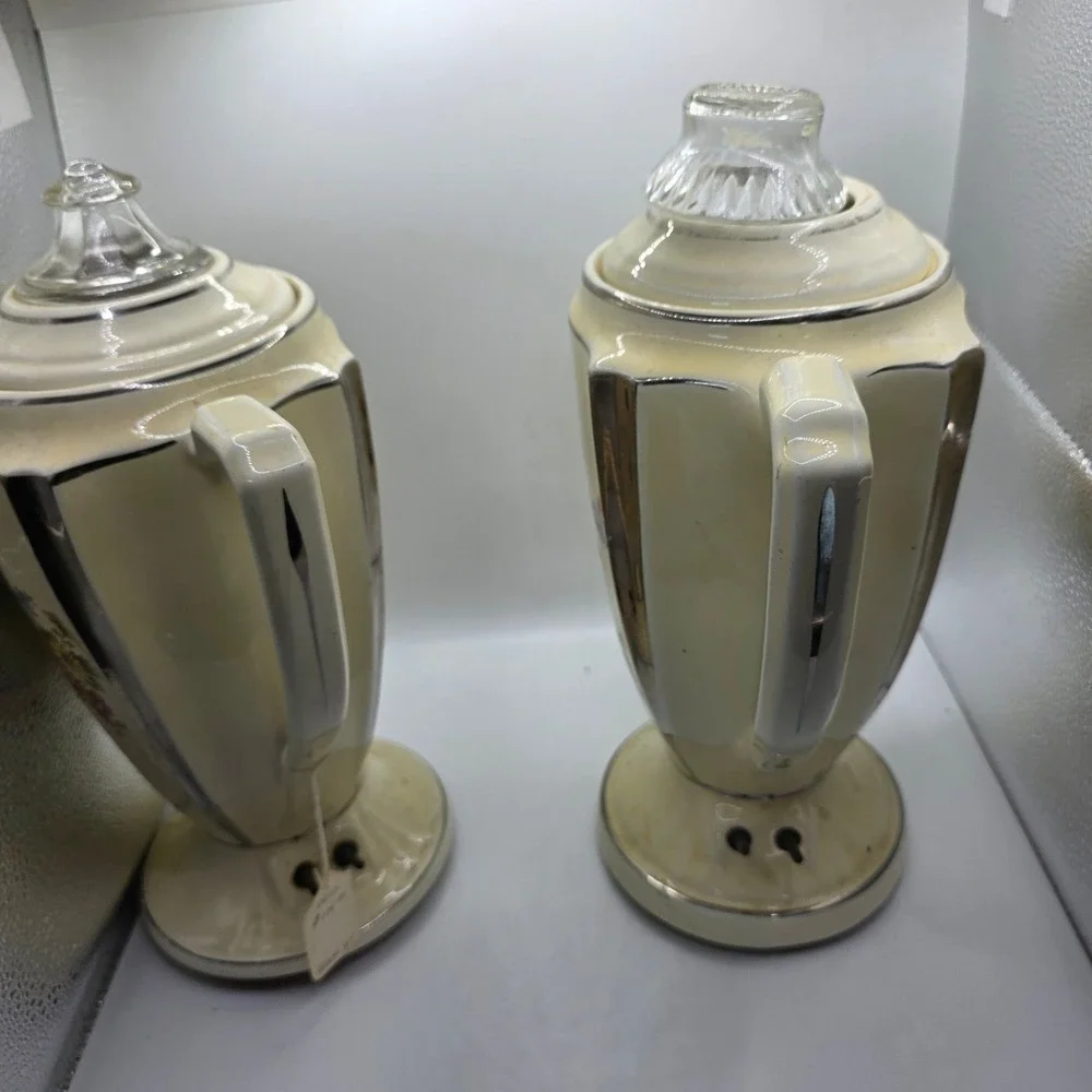 Antique Porcelier Champion Art Deco Floral Electric Coffee Percolators – Pair